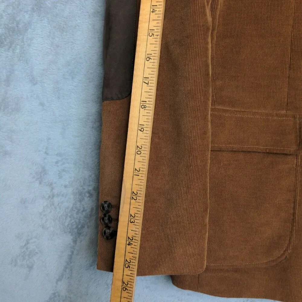 Jos A Bank Reserve Tailored Fit Corduroy Blazer Sz L Brown Elbow Patch Academia